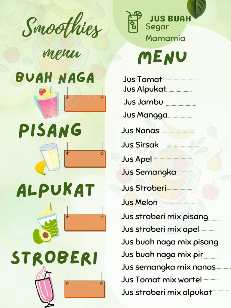 Menu Jual Jus Buah Minuman - 20241030 - 053421 - 0000 | PDF