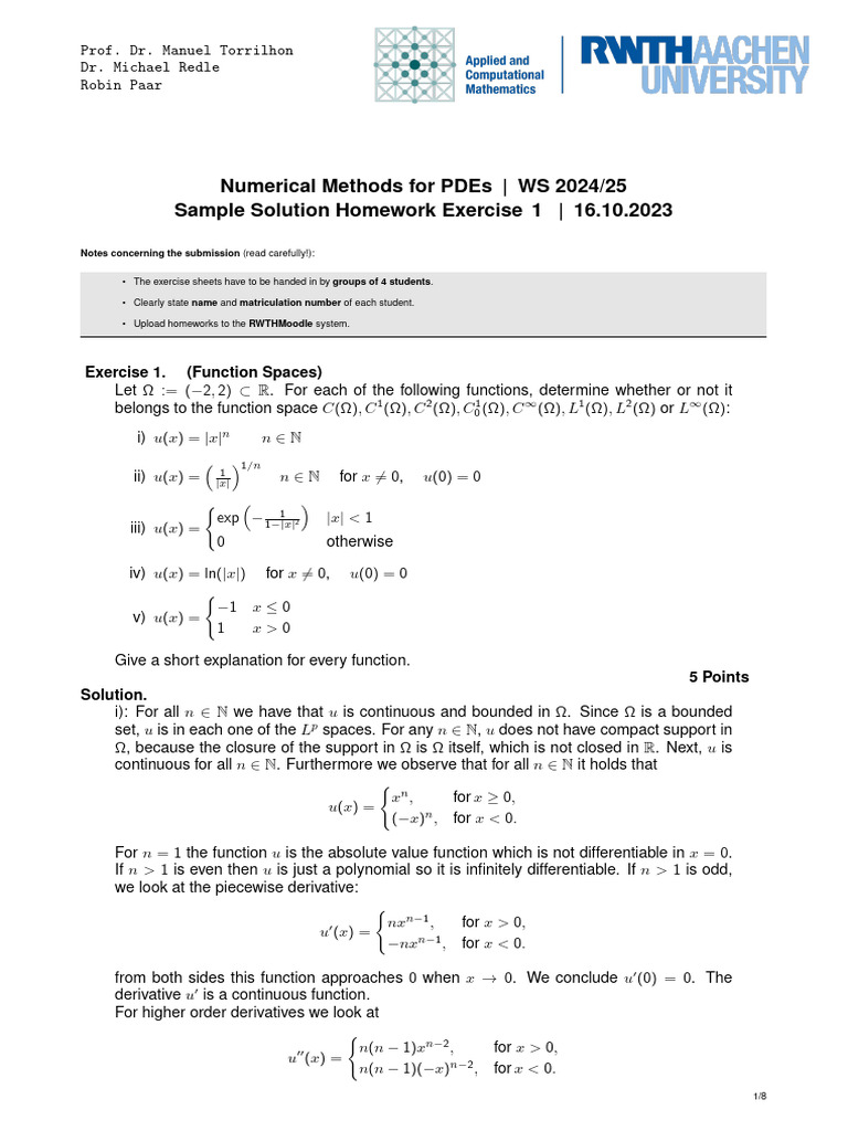 Homework01 Sol Pdf Partial Differential Equation Equations