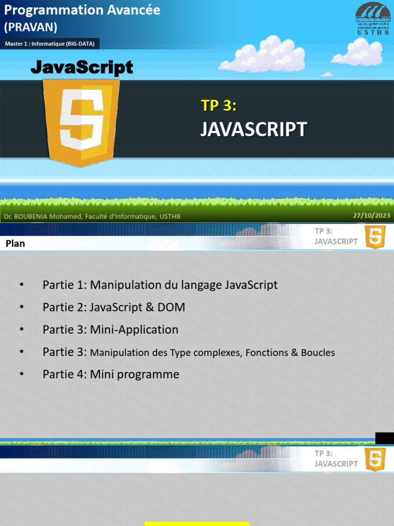 TP3: JavaScript et Manipulations Avancées | PDF | JavaScript ...