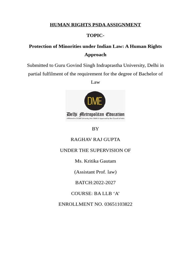 HUMAN RIGHTS PSDA ASSIGNMENT Sem 5 | PDF | Human Rights | Minority Group