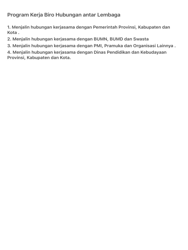 Program Kerja Biro Hubungan Antar Lembaga | PDF | Ilmu Sosial