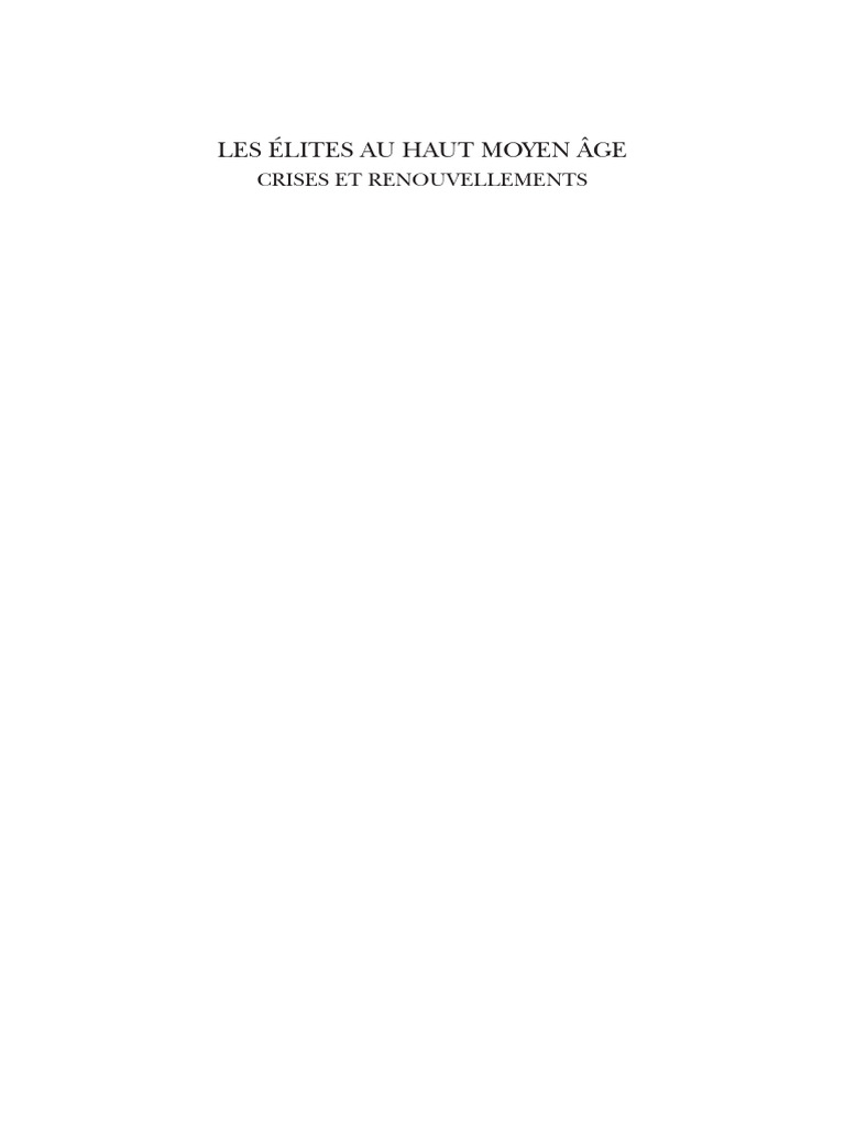 Élites et Crises au Haut Moyen Âge | PDF | Enseignement des Arts libéraux