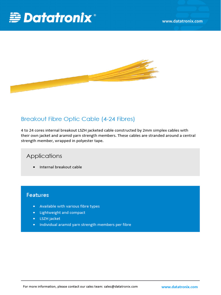 DT Breakout Fibre Optic Cable 4 24 Fibres Rev.1.0.3-3 | PDF | Optical ...