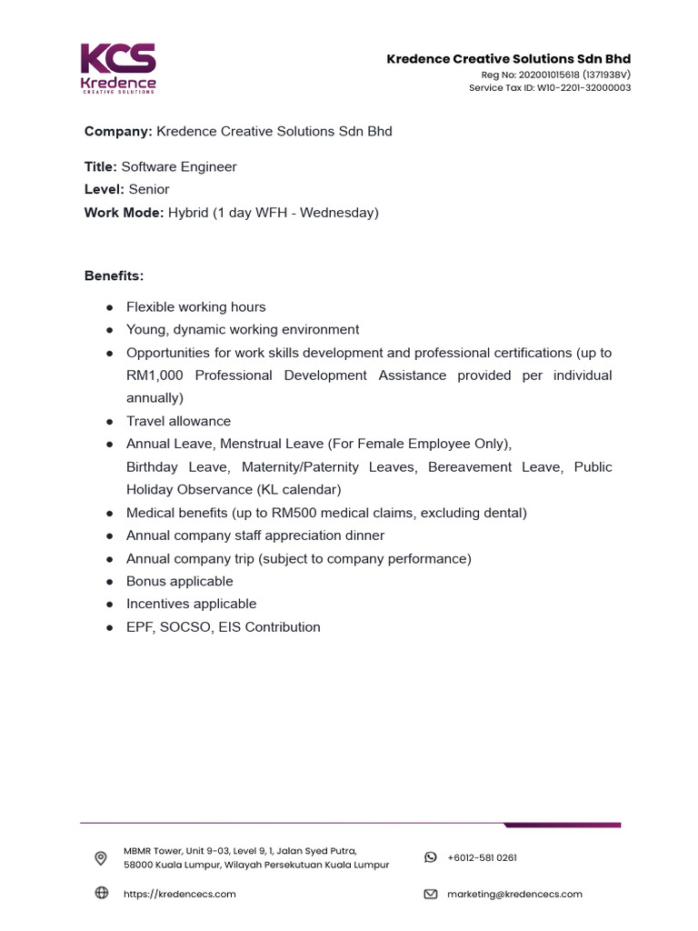 Senior Software Engineer Job at KCS | PDF | Software Engineering ...