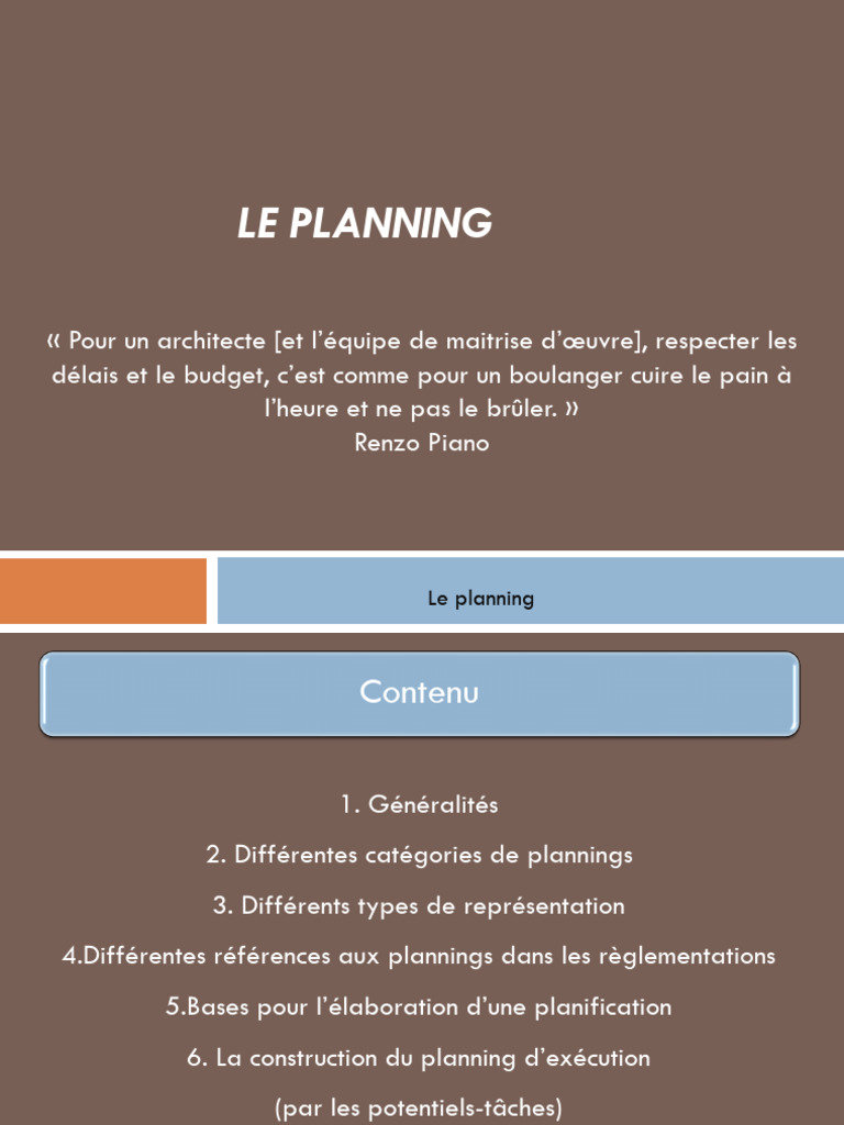 Planning de Travaux : Guide Complet | PDF | Planification
