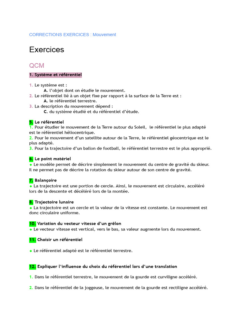 Système et Référentiel en Mouvement | PDF | Centre d'inertie | Rotation