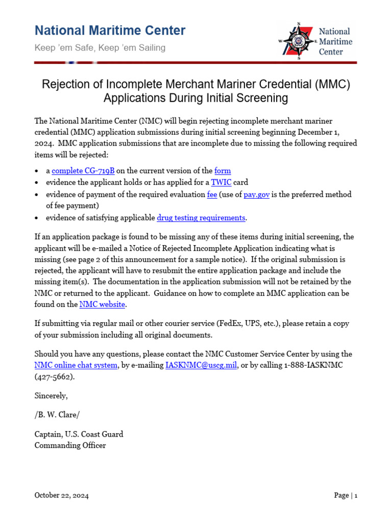 MMC Application Rejection Guidelines | PDF