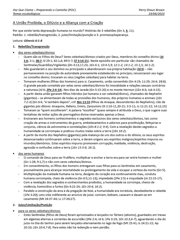 Rebeliões e Juízo no Dilúvio Bíblico | PDF | Terra | Mito do Dilúvio
