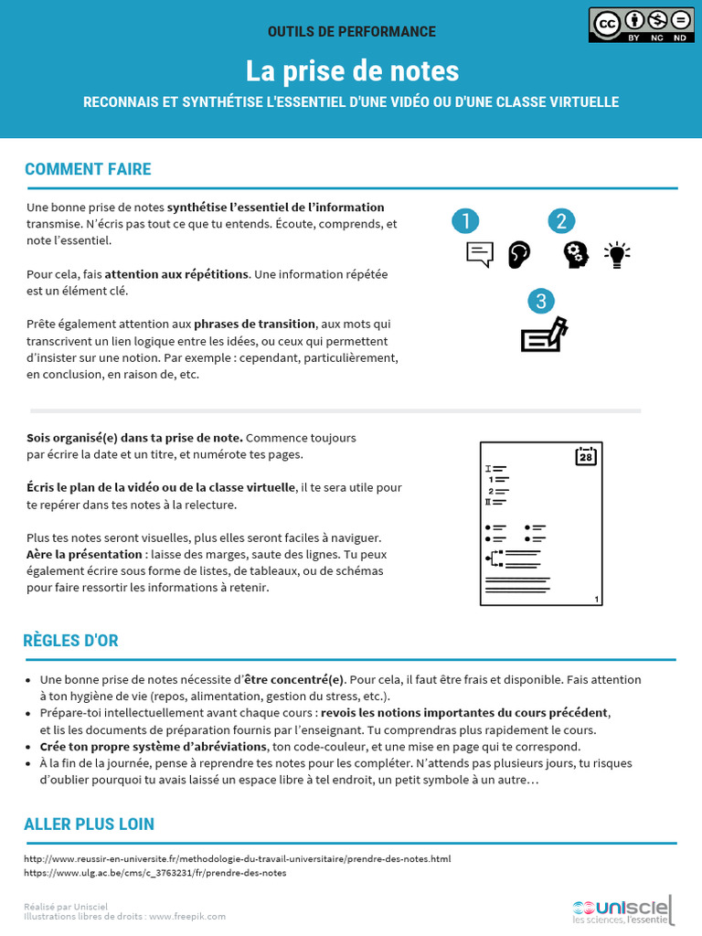 Prise de Notes Efficace en Cours | PDF