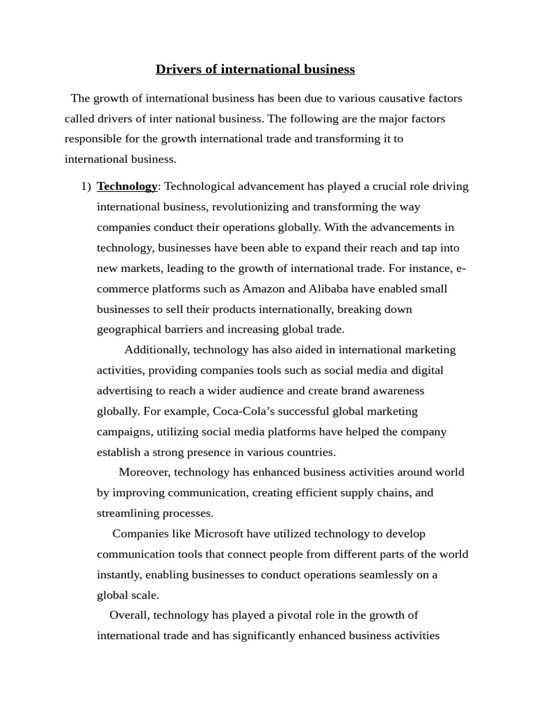 Drivers of IB | PDF | World Trade Organization | Regional Integration