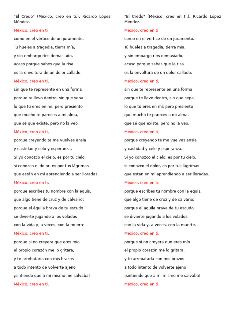 El Credo Mexicano de Ricardo López Méndez | PDF