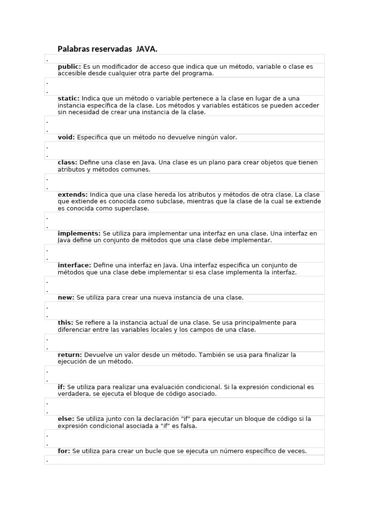 Palabras Reservadas en Java y C# | PDF | Python (lenguaje de ...