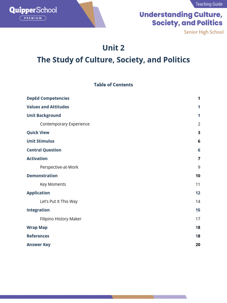 UCSP 11 - 12 Q1 02 The Study of Culture, Society and Politics TG | PDF ...