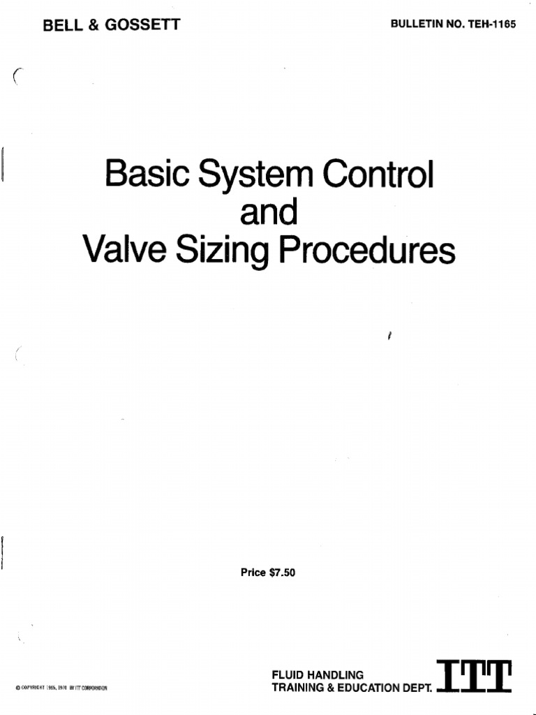 (M) B&G Training Manual Basic System Control & Valve Sizing TEH-1165 | PDF