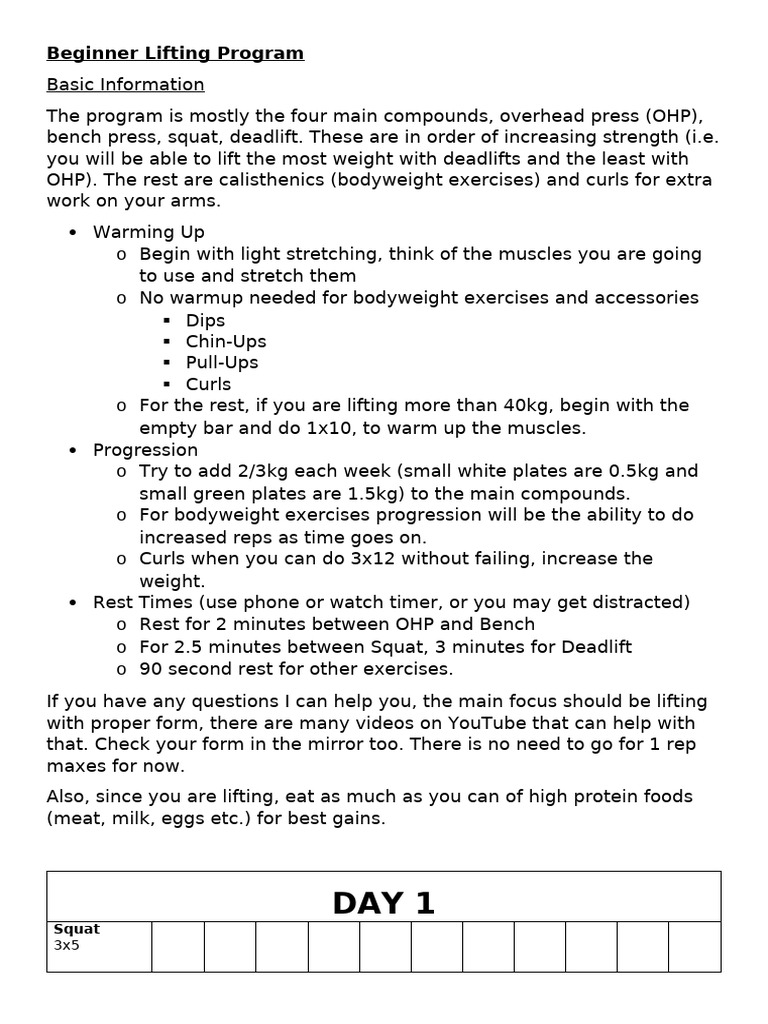 Beginner Strength Program | PDF | Self-Improvement | Wellness
