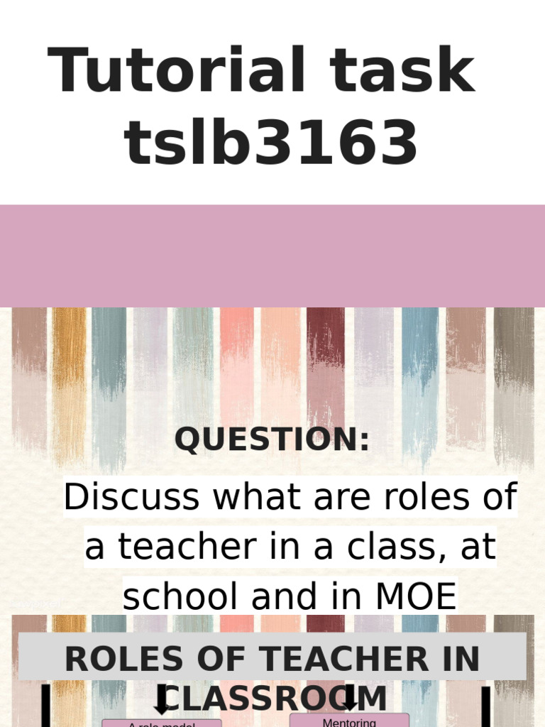 Roles of A Teacher in A Class, at School and in MOE - TSLB3163 | PDF ...