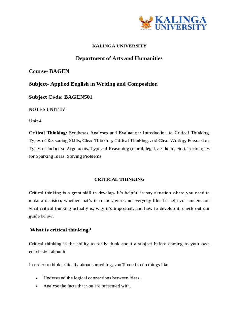 Mastering Critical Thinking Skills | PDF | Critical Thinking | Thought