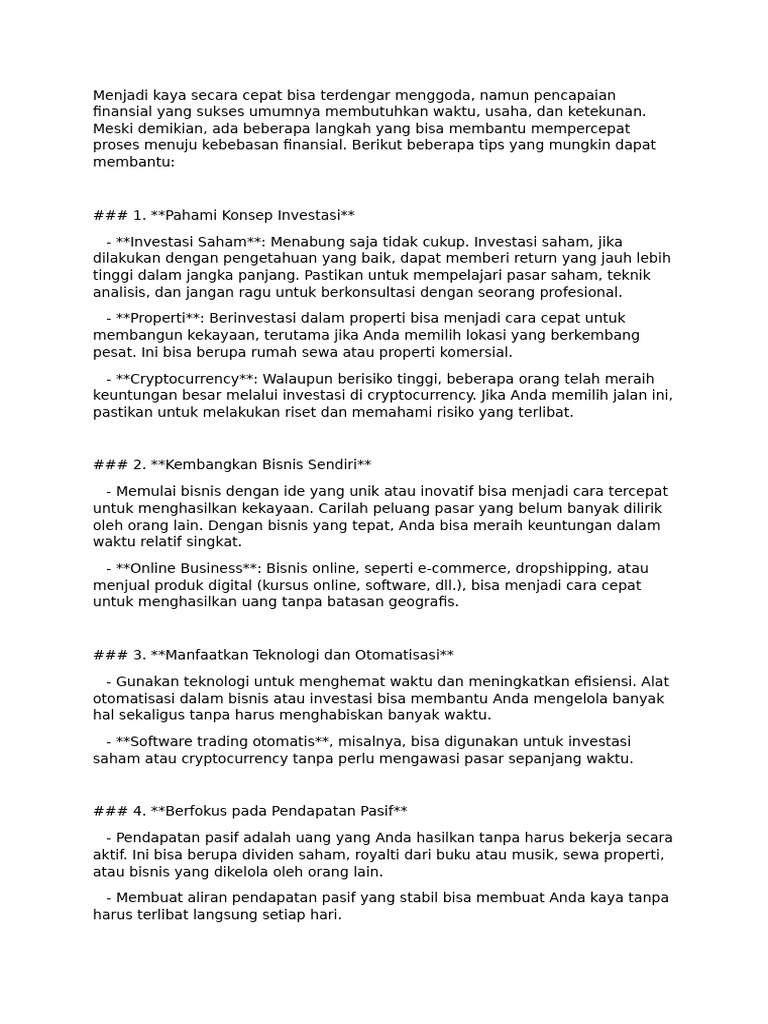 Tips Cepat Kaya dan Pendapatan Pasif | PDF | Bisnis | Hukum