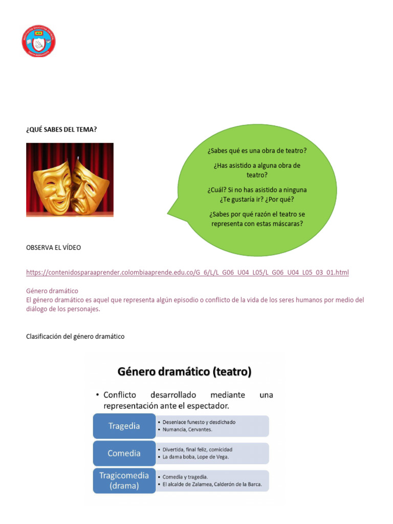 Características del Género Dramático | PDF