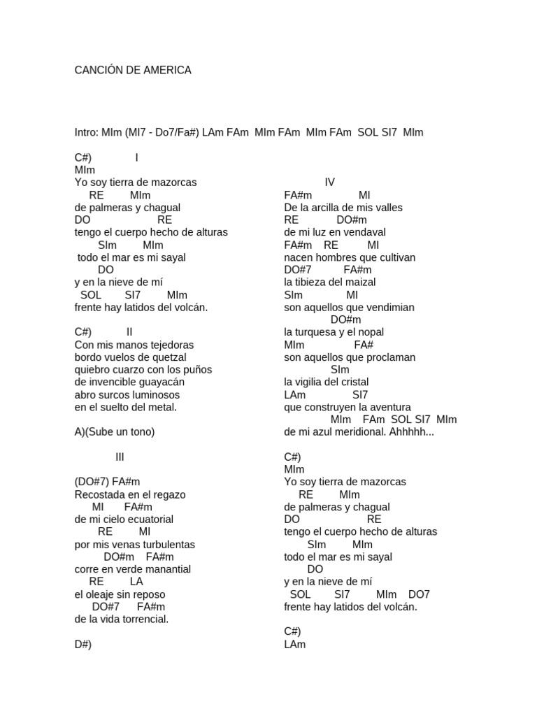 Canción de America | PDF