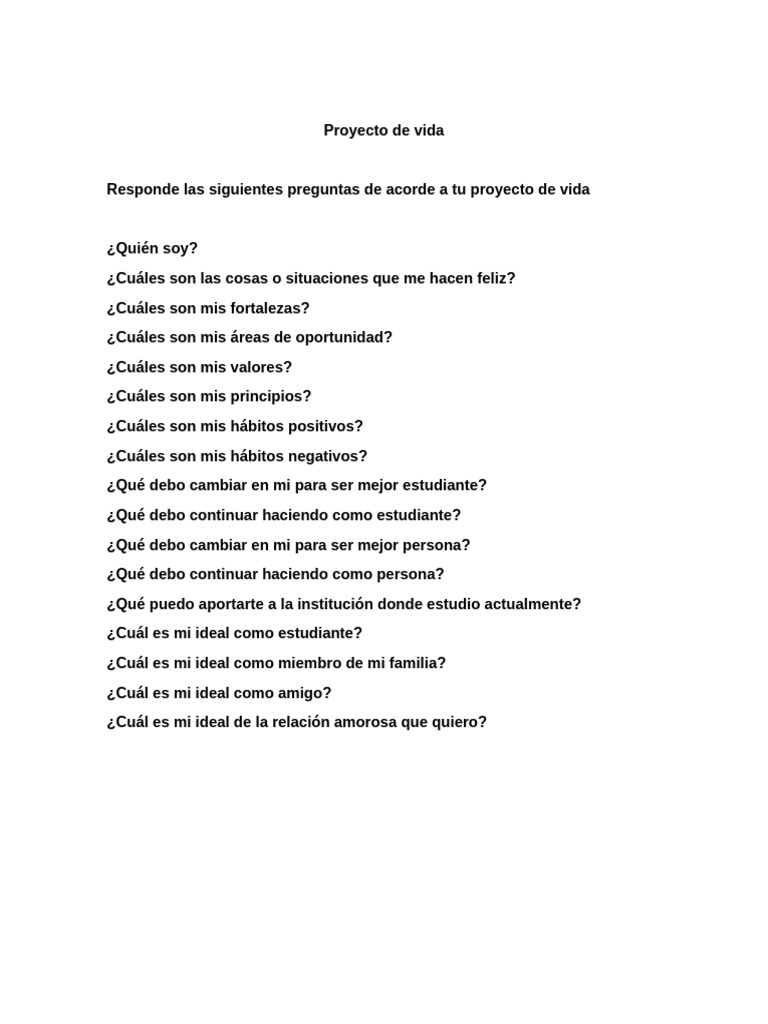 Actividad Proyecto de Vida | PDF | Crecimiento personal y profesional