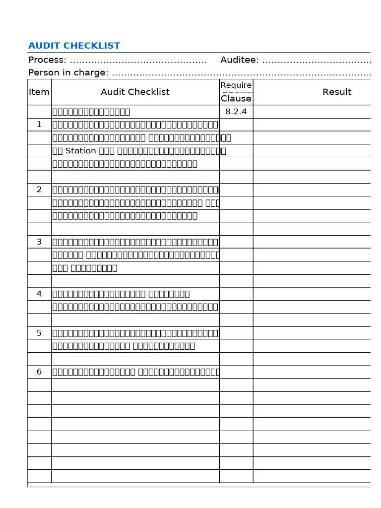 Audit Checklist Quality Control | PDF