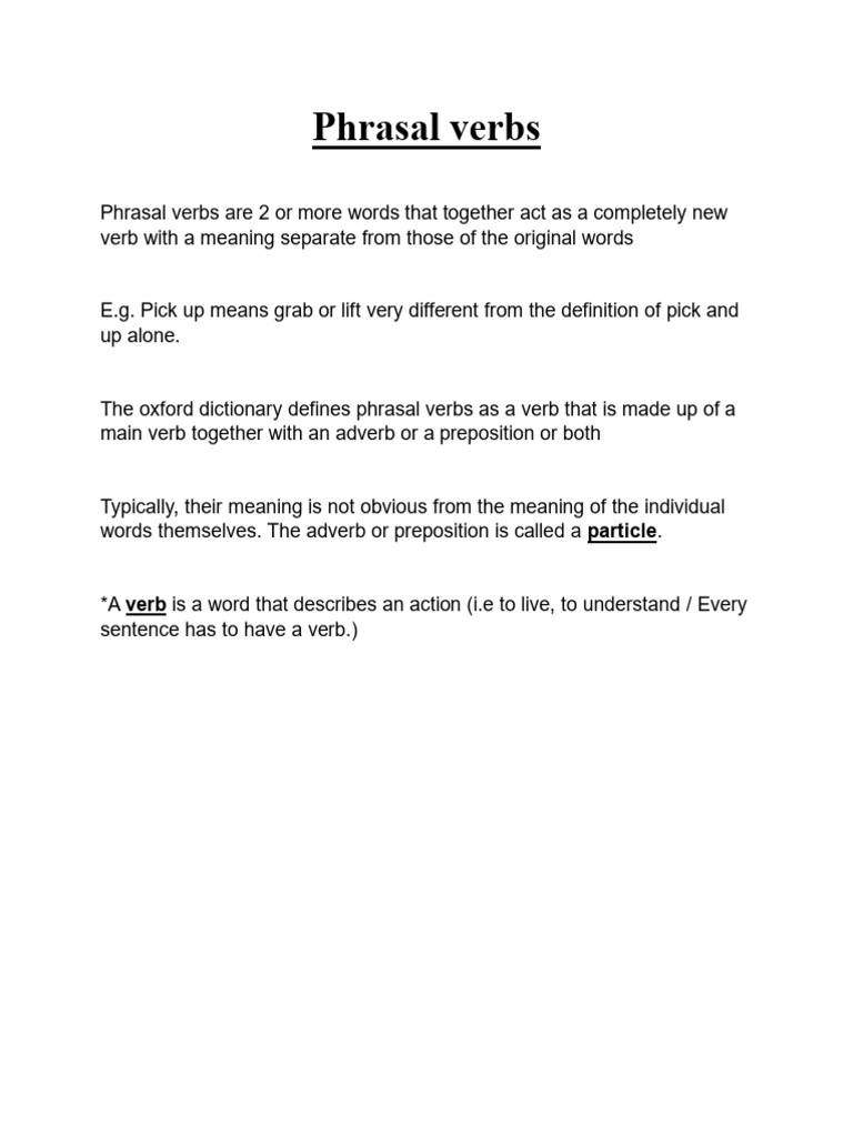 Understanding Phrasal Verbs Explained | PDF | Philosophy | Language ...