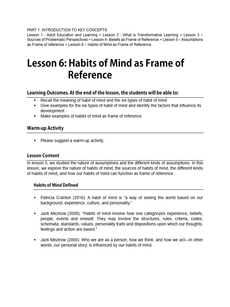 Understanding Habits of Mind | PDF | Mind | Knowledge