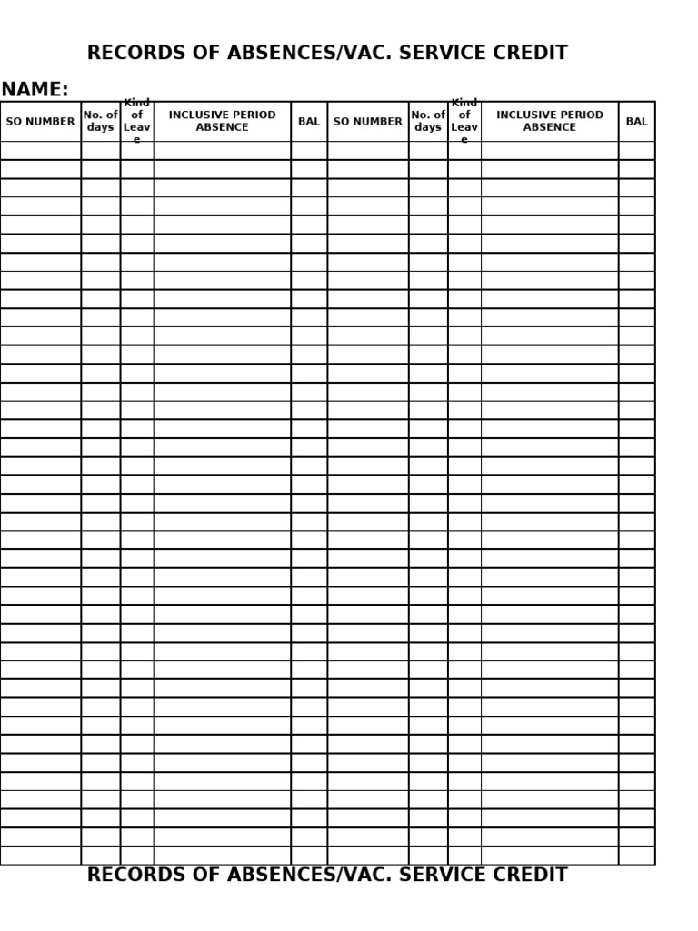 Leave Card Template | PDF