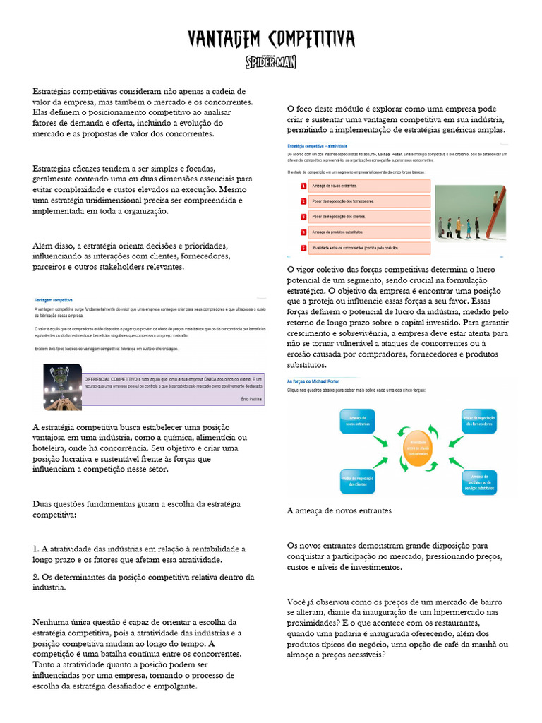 Novos Entrantes e Competição de Mercado | PDF | Vantagem competitiva ...