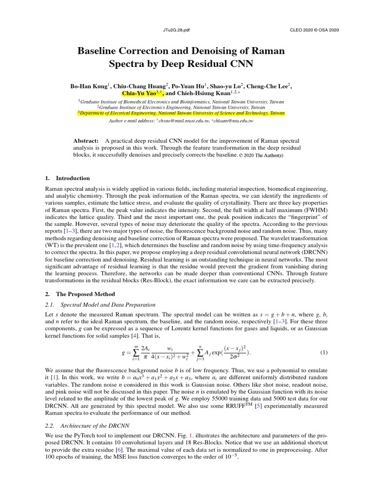 CLEO 2020 Baseline Correction | PDF | Normal Distribution | Spectral ...