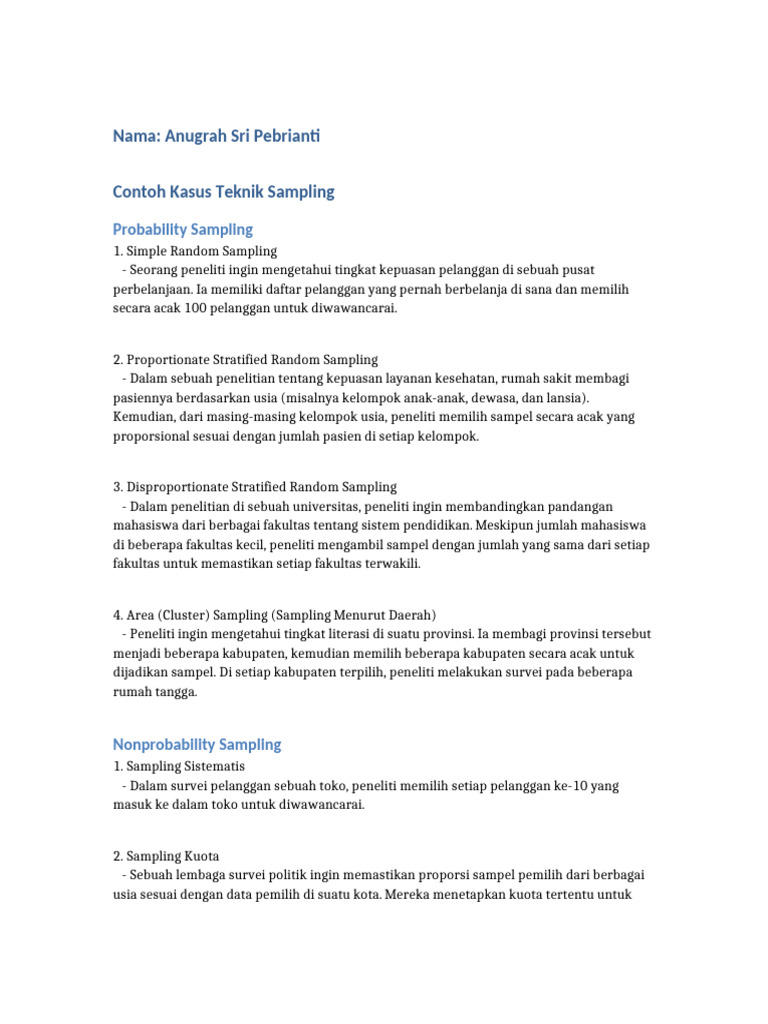 Contoh Kasus Simple Random Sampling | PDF