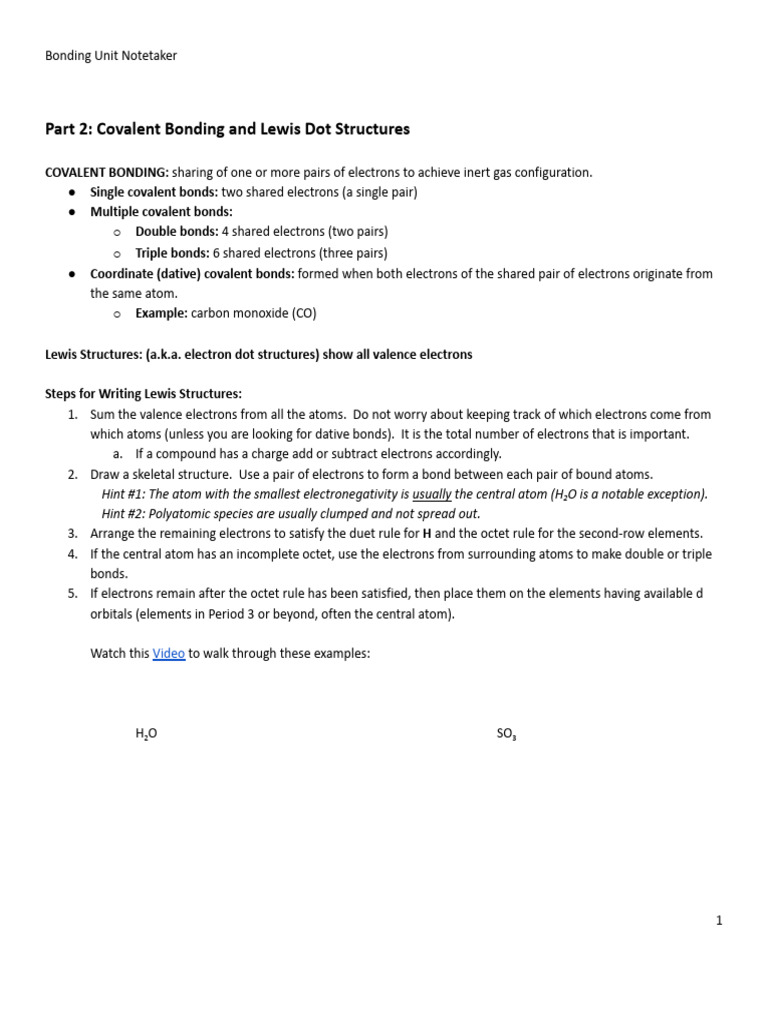Covalent Bonding and Lewis Structures Guide | PDF | Chemical Bond ...