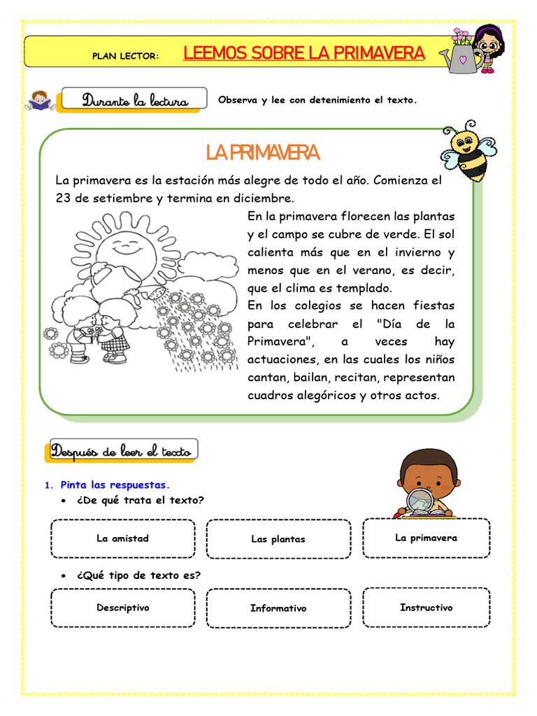 Actividades sobre la Primavera para Niños | PDF | Poesía