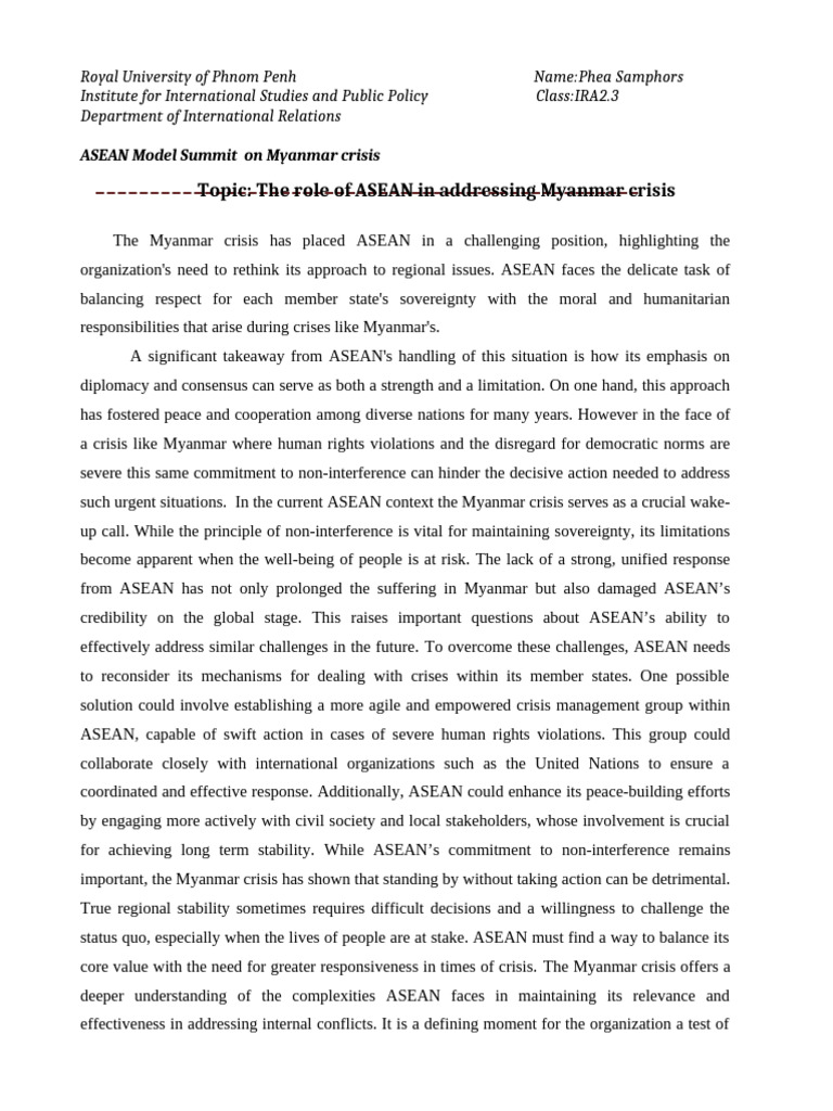 IR208 Reflection Paper | PDF | Human Rights | Responsibility To Protect