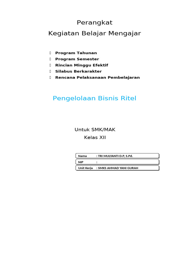 Perangkat Mengajar Daring Kelas Xii | PDF