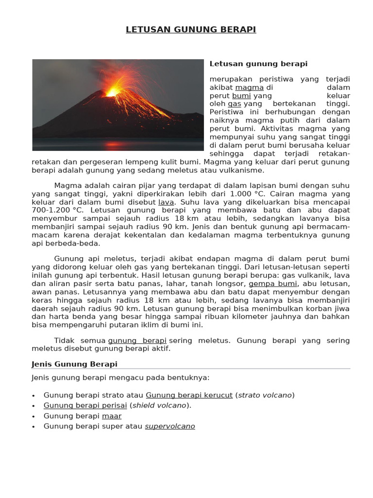 Dampak dan Jenis Letusan Gunung Berapi | PDF