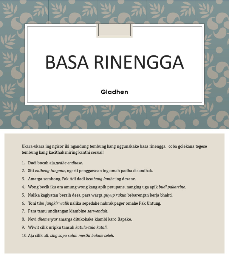 Gladhen Basa Rinengga | PDF