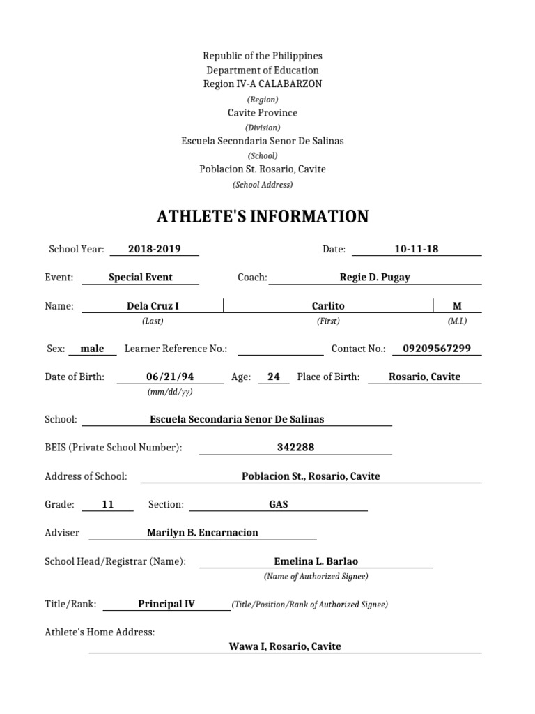 Athletic Forms Revised 2019 | PDF | Periodontology | Medical Specialties