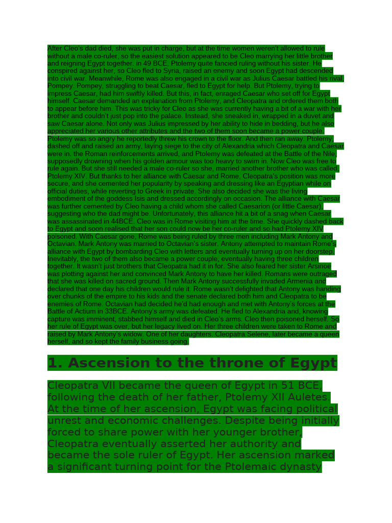 Cleopatra Info Pdf Cleopatra Mark Antony
