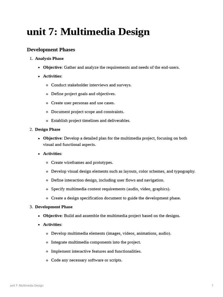 Multimedia Design Development Phases | PDF | Software Testing | Usability