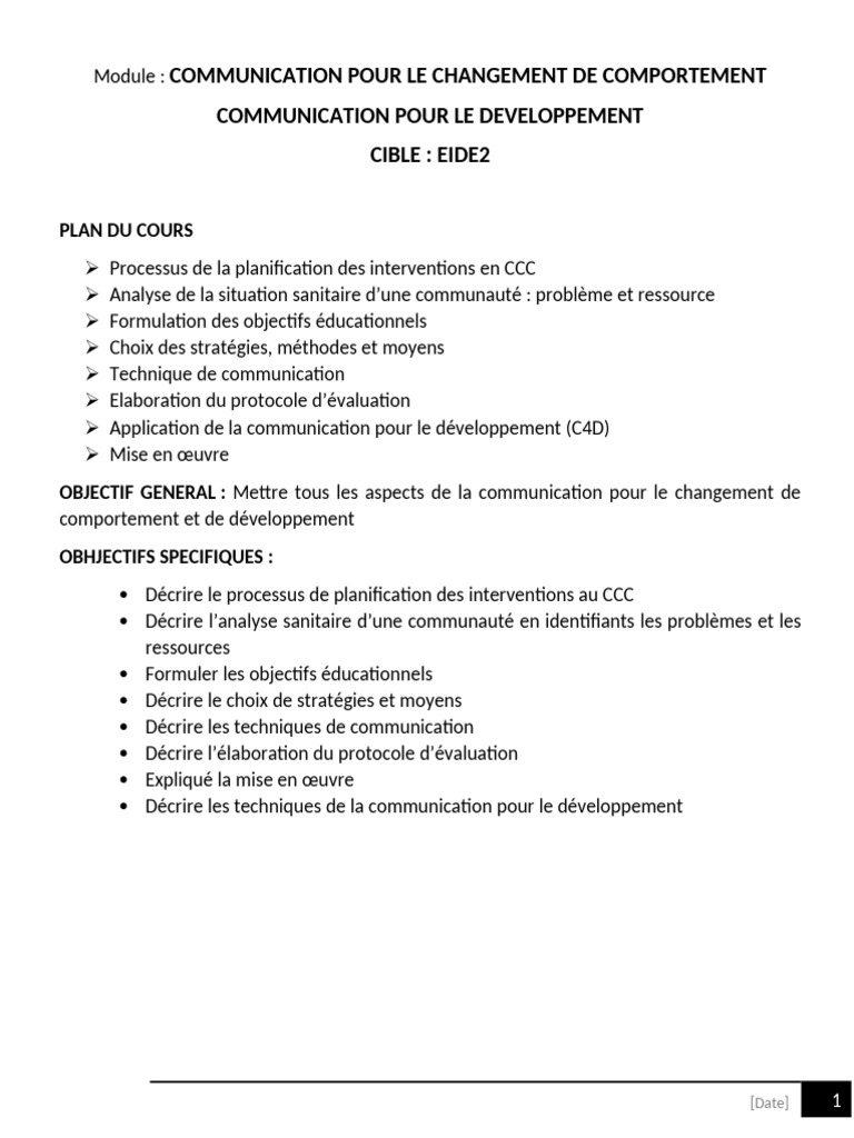 Communication pour le Changement de Comportement | PDF | la ...