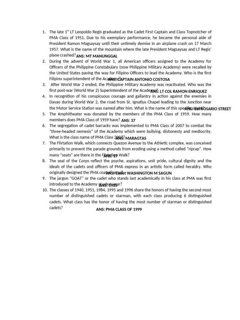 Clincher Questions | PDF | Military | Philippines