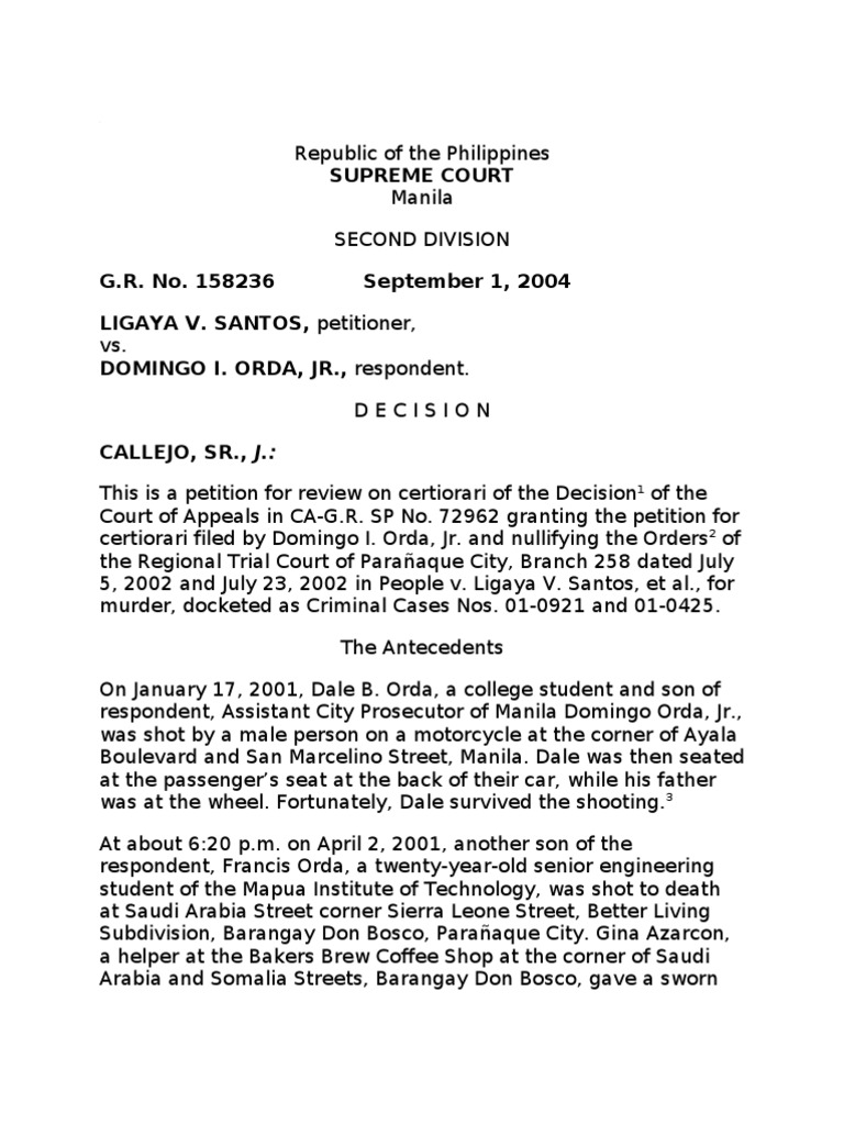 Supreme Court Ruling on Santos Murder Case | PDF | Prosecutor | Discretion