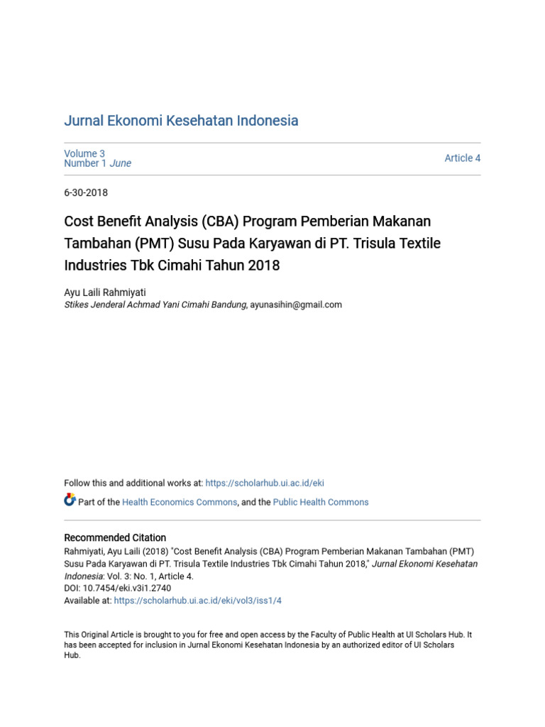 Analisis CBA Program PMT Susu Karyawan | PDF | Bisnis | Pengembangan Diri