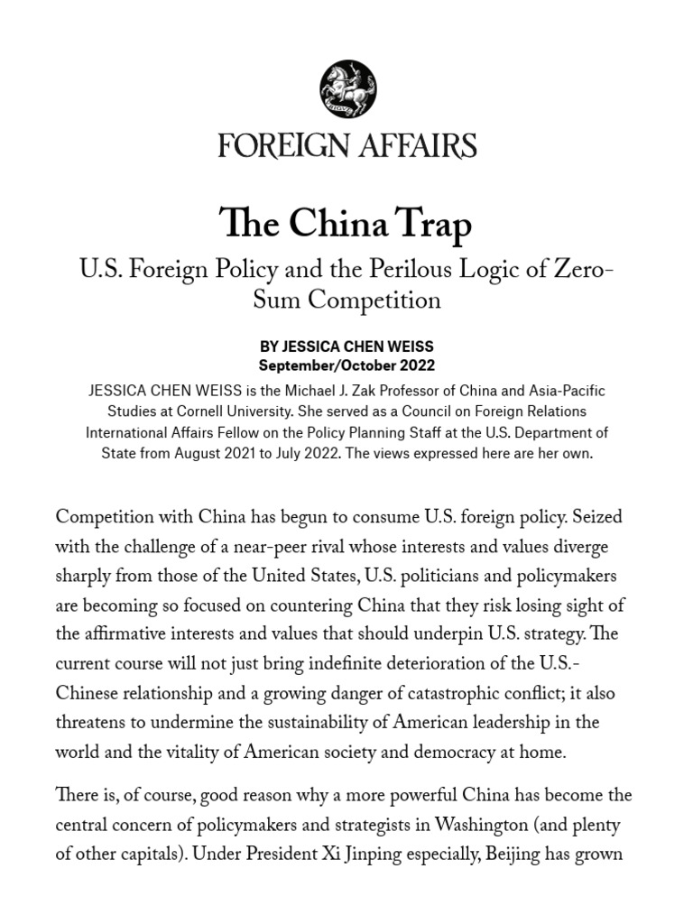 U.S.-China Rivalry: Risks and Strategies | PDF | China | World Politics