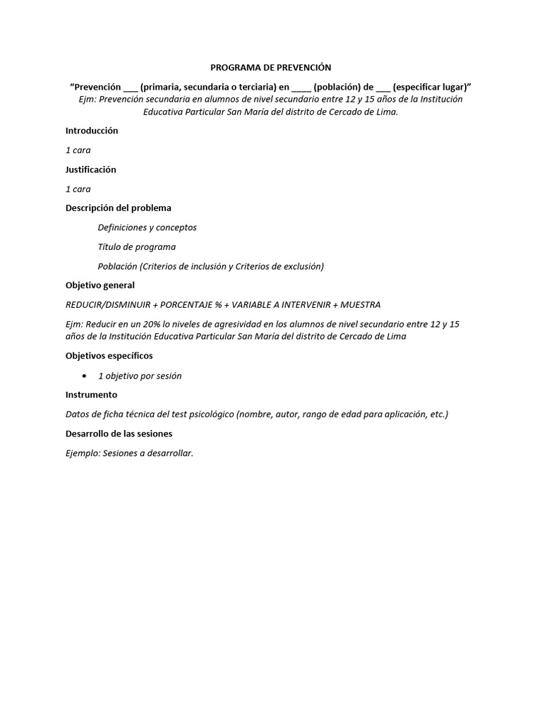 Modelo Programa de Prevención | PDF | Aprendizaje