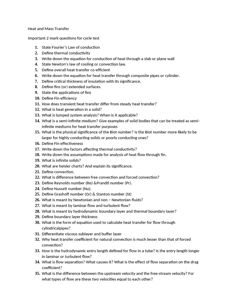 Key Heat Transfer Concepts for Tests | PDF | Boundary Layer | Fluid ...