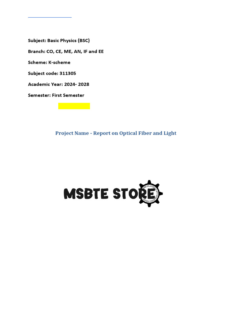 Optical Fiber and Light Report Overview | PDF | Optical Fiber ...