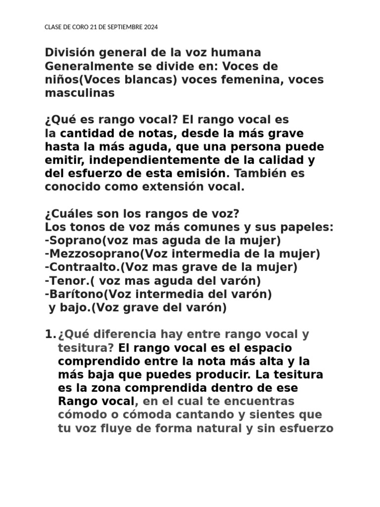 Qué Es Rango Vocal | PDF | Artes del Lenguaje y Comunicación
